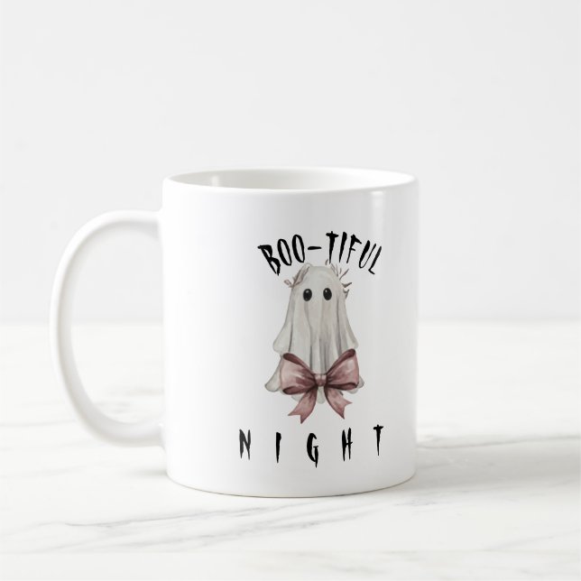 Tasse à café fantôme Halloween Coquette rose (Gauche)