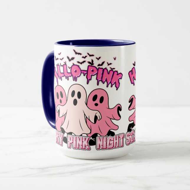 Tasse à café fantôme rose mignonne pour Halloween  (Devant gauche)