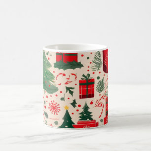 Tasse à café festive rouge et verte motif de Noël
