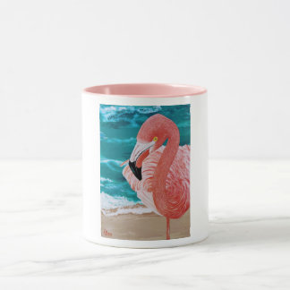 Tasse à café flamingo rose de plage tropicale