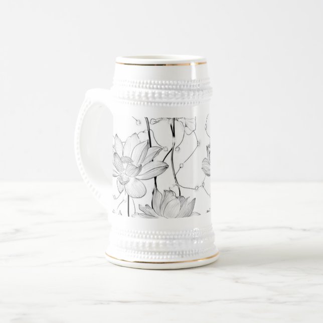 Tasse à café Fleur Blanche Minimaliste (Devant gauche)