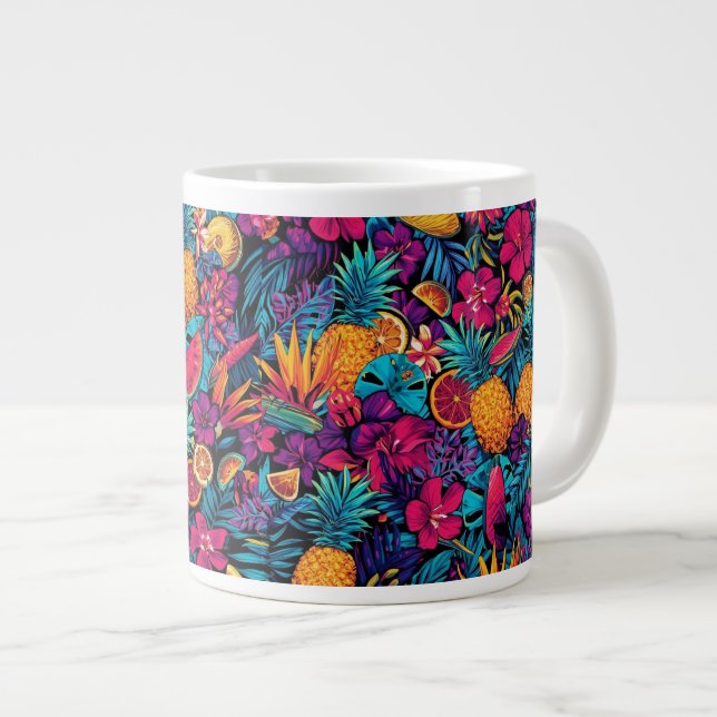 Tasse à café Fleur de Fruit Tropical Néon - Ananas (Devant droit)