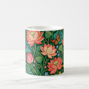 Tasse à café Fleurs de lotus abstraites Papillons
