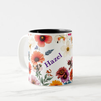 Tasse à café floral à deux tons personnalisable