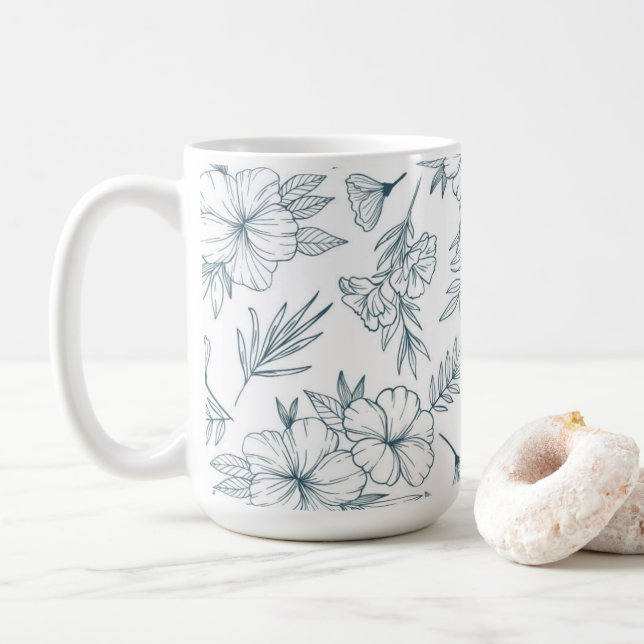 Tasse à café florale 15oz (Avec donut)