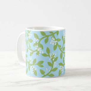 Tasse à café florale botanique verte bleue ciel de