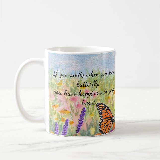 Tasse à café florale et papillon (Gauche)
