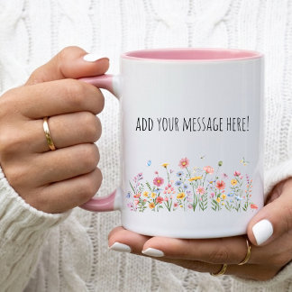 Tasse à café florale, mug avec message personnalis
