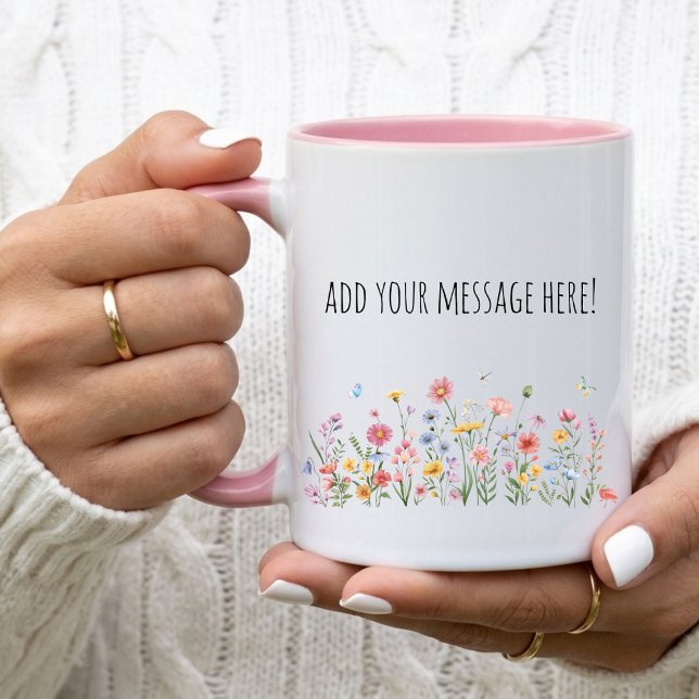 Tasse à café florale, mug avec message personnalis (Créateur téléchargé)