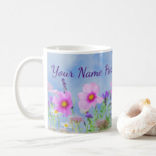 Tasse à café florale personnalisée avec fleurs sau