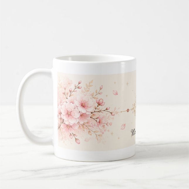 Tasse à café florale romantique à fleurs de cerisi (Gauche)