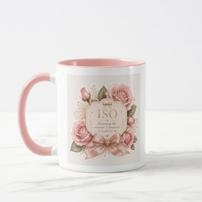 Tasse à café florale rose élégante (Gauche)