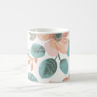 Tasse à café florale vintage | Botanique pêche et 