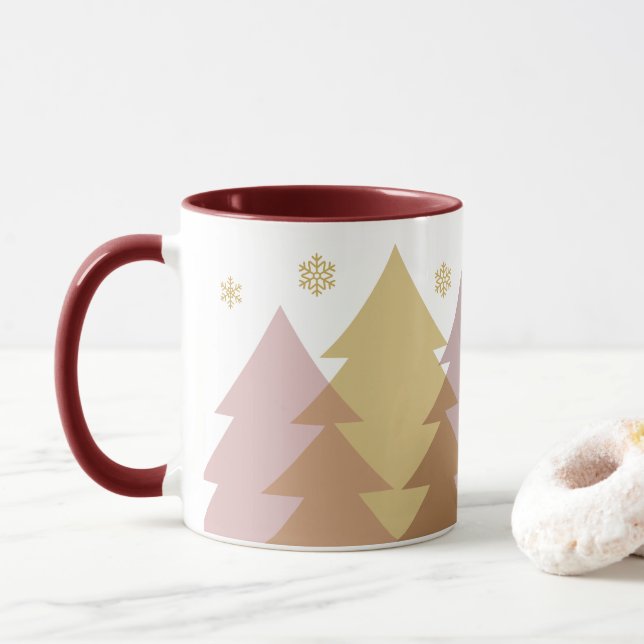 Tasse à café Forêts de Noël en Bois (Avec donut)
