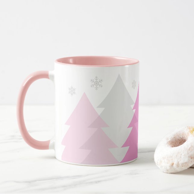 Tasse à café Forêts de Noël en Bois (Avec donut)