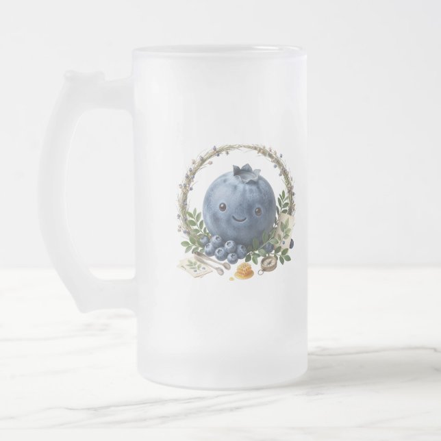 Tasse à café fruit bleu kawaii mignonne (Gauche)
