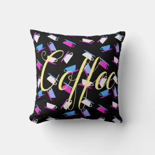 Tasse à café funky motif coussin jeté oreiller