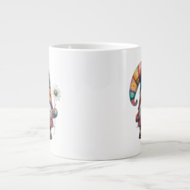 Tasse à café géante 60 cl - Gnome avec fleur (Devant)
