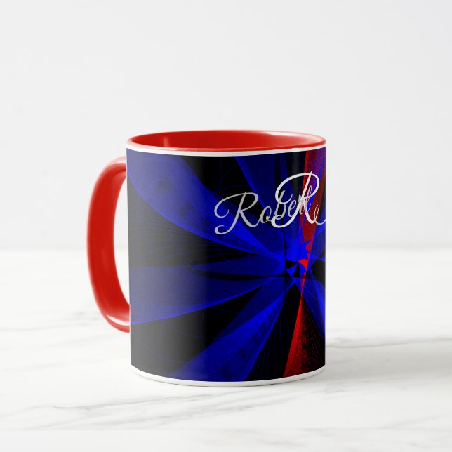 Tasse à café géométrique abstraite couleur myrtill (Devant gauche)