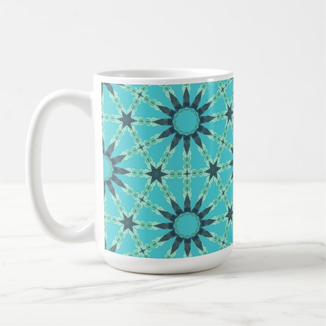 Tasse à café géométrique éclatée bleu moderne (Gauche)