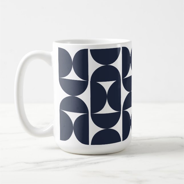 Tasse à café géométrique Navy Modern 15oz (Gauche)