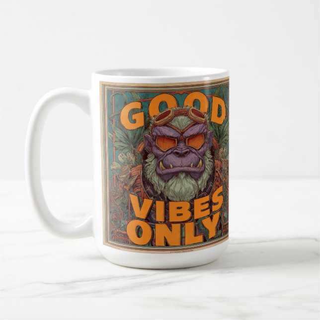 Tasse à café Good Vibes Only – Design de gorille a (Gauche)