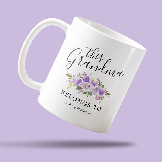 Tasse à café Grand-mère fleurs violettes (Créateur téléchargé)