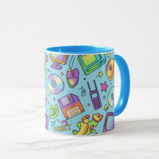 Tasse à café gribouillée à l'esthétique rétro tech
