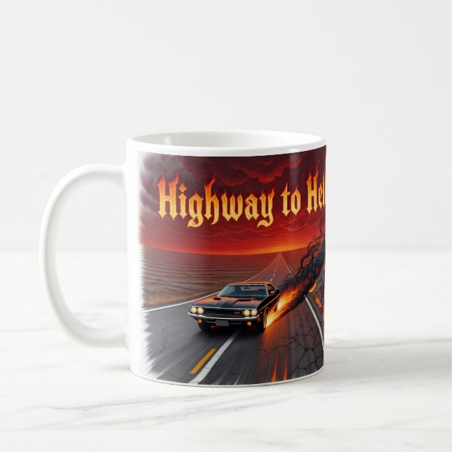 Tasse à café Highway to Hell Rock Music Fire (Gauche)