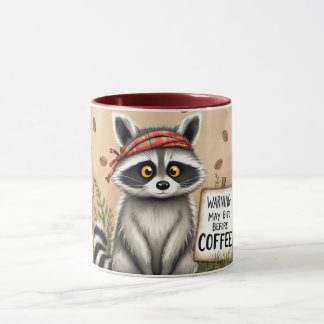 Tasse à café humoristique avec raton laveur et lég