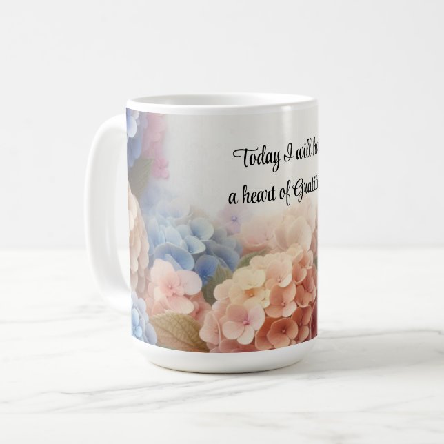 Tasse à café Hydrangeas Cœur de Gratitude (Devant gauche)