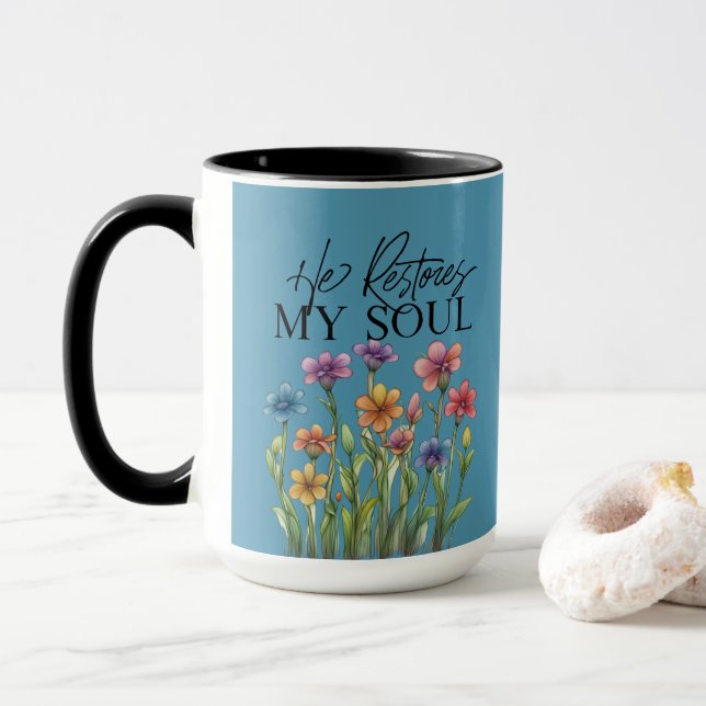Tasse à café Il restaure mon âme (Avec donut)