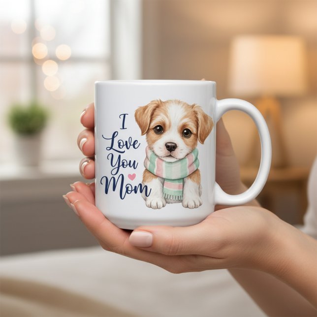 Tasse à café 'Je t'aime maman chiot mignon' (Créateur téléchargé)