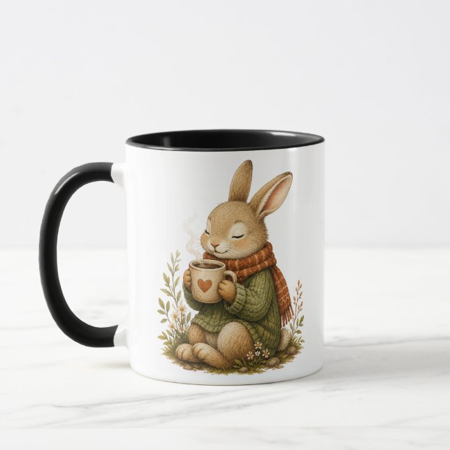 Tasse à café Lapin Cozy | Bois fantaisiste mignon (Gauche)