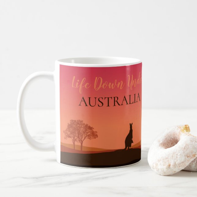 Tasse à café Life Down Under Kangaroo Australie (Avec donut)