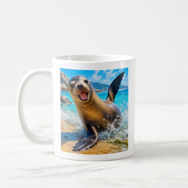 Tasse à café Lion de mer mignon (Gauche)