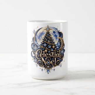 Tasse à café Lune et Étoiles de Noël Céleste