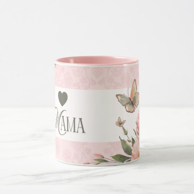 Tasse à café MAMA papillon floral rose chic (Centre)