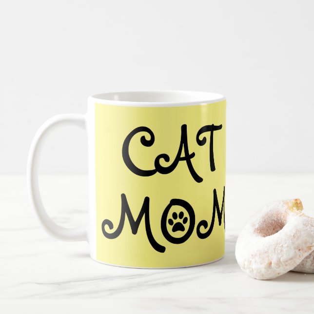 TASSE À CAFE MAMAN CHAT  Avec Empreintes de Patte (Avec donut)