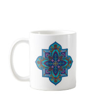 Tasse à café, mandala vibrant violet et bleu