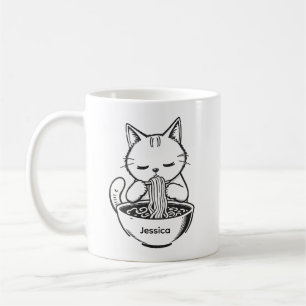 Tasse à café Manger des nouilles Ramen - Nom perso