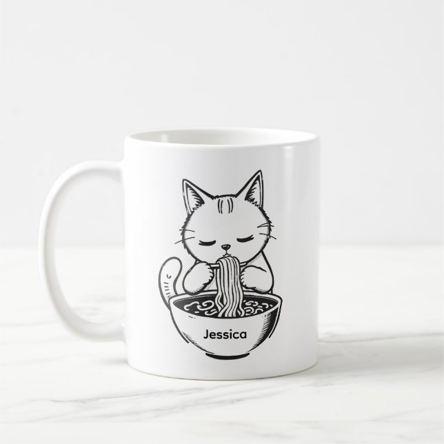 Tasse à café Manger des nouilles Ramen - Nom perso (Gauche)