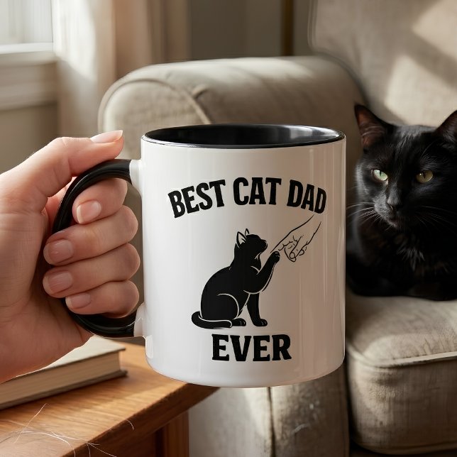 Tasse à café Meilleur Papa Chat Noir à Taper du Do (Créateur téléchargé)