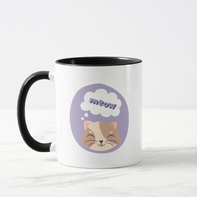 Tasse à café mignon design chat violet (Gauche)