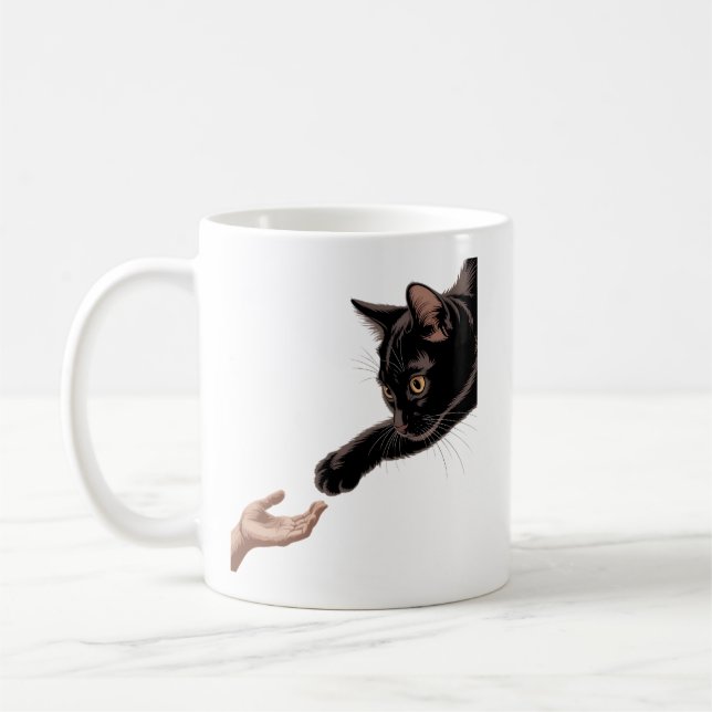 Tasse à café Minimal Black Cat & Human Connection (Gauche)