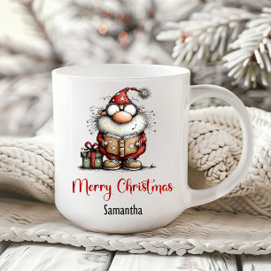 Tasse à café minimaliste Santa Claus avec une touc