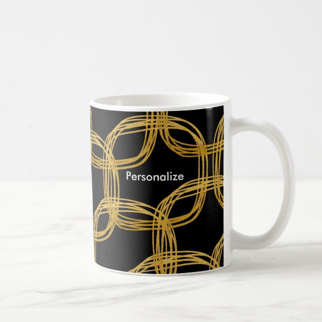 Tasse à café moderne cercle gribouillé feuille d'o (Droite)