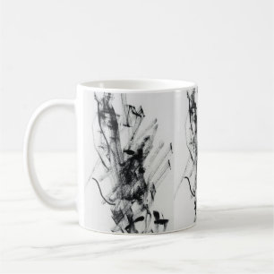 Tasse à café moderne en marbre abstrait noir et bl