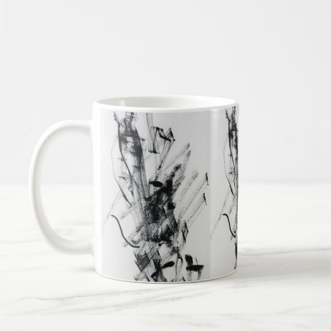Tasse à café moderne en marbre abstrait noir et bl (Gauche)