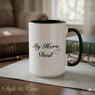 Tasse à café Mon héros papa Fête des pères reconna